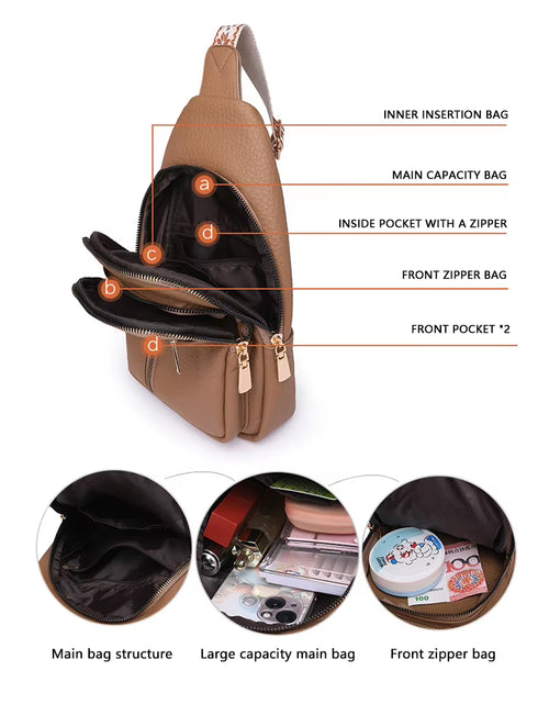 Load image into Gallery viewer, UrbanChic Crossbody – Waterproof PU Leather Chest & Shoulder Bag for Women on the Go