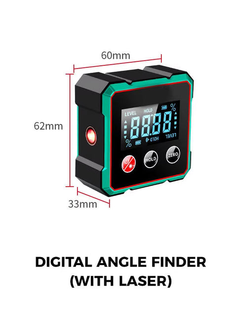 Load image into Gallery viewer, Magnetic Digital Angle Finder with Electronic Laser Gauge Ruler 360° LCD Electronic Protractor Mini Inclinometer Measuring Tool