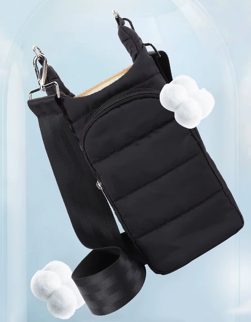 Load image into Gallery viewer, HydroCarry Puffer Tote – Adjustable Strap Water Bottle Carrier for Outdoor Travel & Daily Adventures