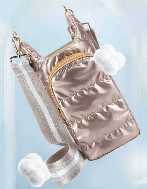 Load image into Gallery viewer, HydroCarry Puffer Tote – Adjustable Strap Water Bottle Carrier for Outdoor Travel & Daily Adventures