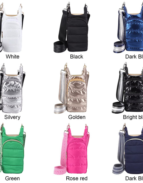 Load image into Gallery viewer, HydroCarry Puffer Tote – Adjustable Strap Water Bottle Carrier for Outdoor Travel & Daily Adventures