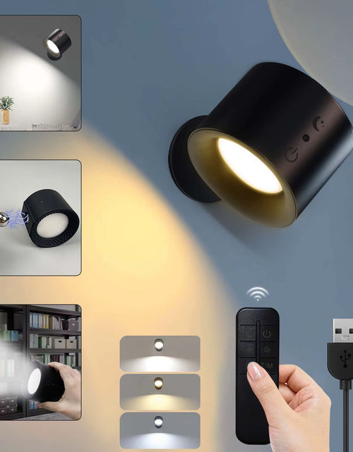 Load image into Gallery viewer, GlowFlex Touch Wall Lamp – Dual Head LED Light with Remote, 360° Rotation & USB Rechargeable Design