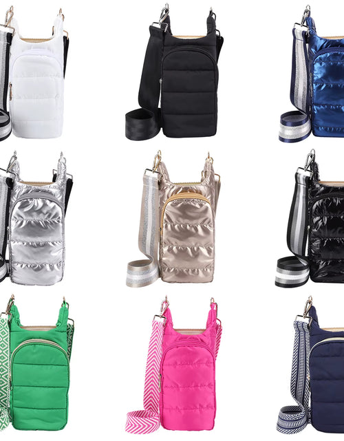 Load image into Gallery viewer, HydroCarry Puffer Tote – Adjustable Strap Water Bottle Carrier for Outdoor Travel & Daily Adventures