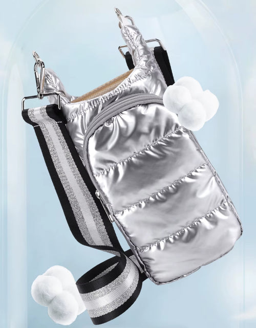 Load image into Gallery viewer, HydroCarry Puffer Tote – Adjustable Strap Water Bottle Carrier for Outdoor Travel & Daily Adventures