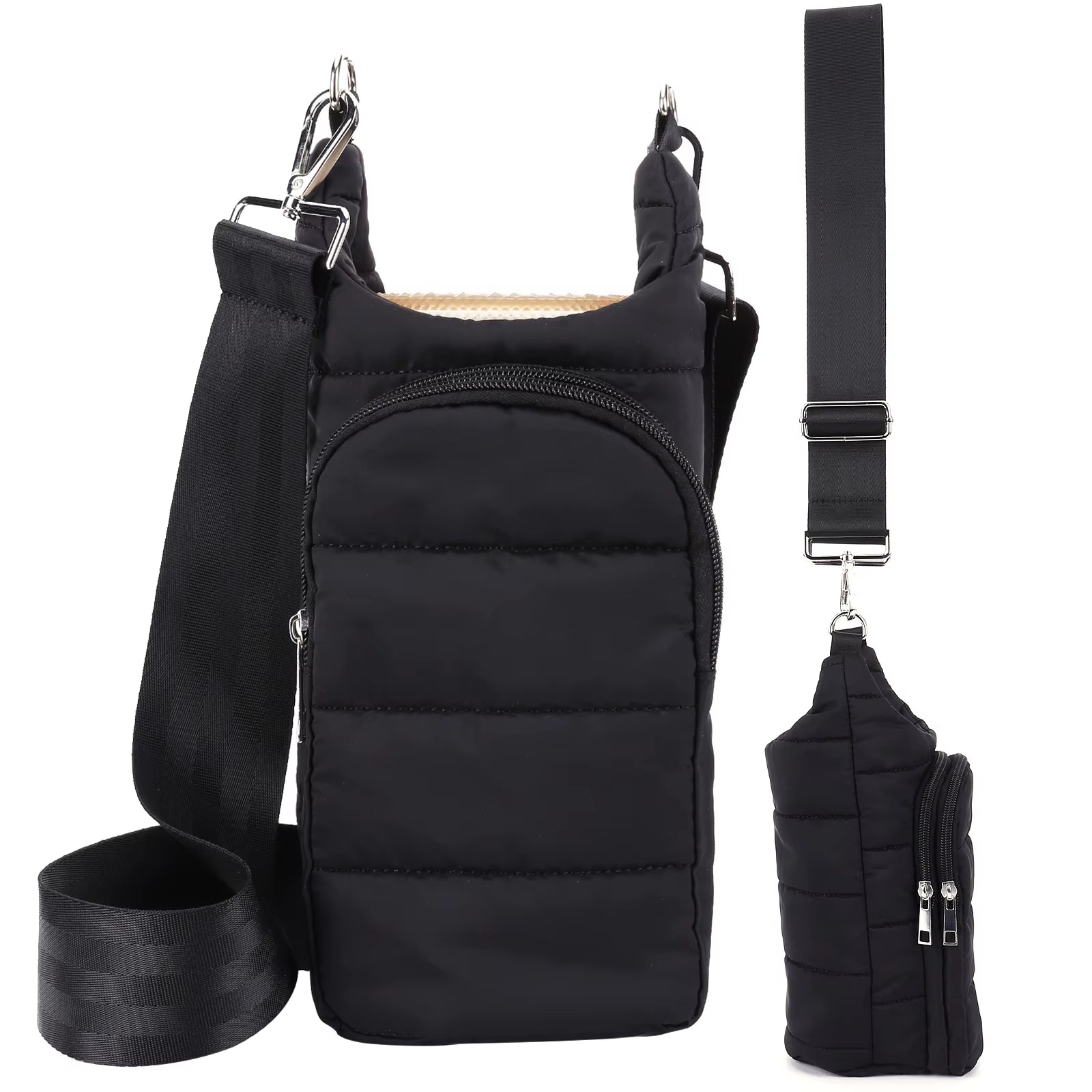 HydroCarry Puffer Tote – Adjustable Strap Water Bottle Carrier for Outdoor Travel & Daily Adventures