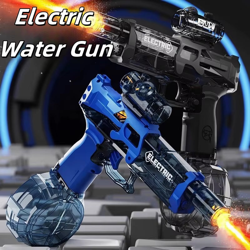 Electric Continuous Firing Water Gun Fully Automatic with Light Flame Large Capacity Water Blaster Summer Outdoor Beach Toy